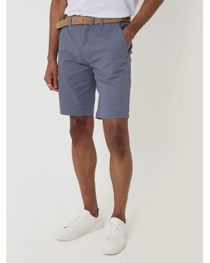 Threadbare Belted Chino Shorts - Blue