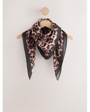 Next Leopard Print Satin Square Scarf - Brown