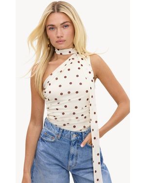 Loavies Painted Skies Off- Top With Polka Dots - White