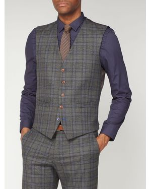 Antique Rogue Overcheck Waistcoat - Blue
