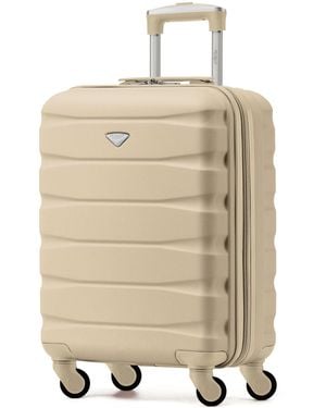 Flight Knight 55X40X20Cm Ryanair Priority 4 Wheel Abs Hard Case Cabin Carry On Hand Luggage - Natural