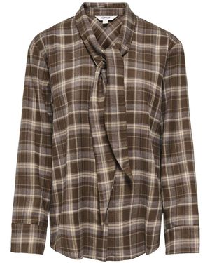 ONLY Tie Neck Check Shirt - Brown