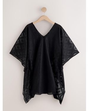 Next Lace V-Neck Poncho - Black