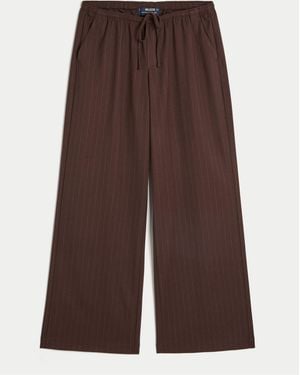 Hollister Low Rise Wide Leg Pull On Pants - Brown