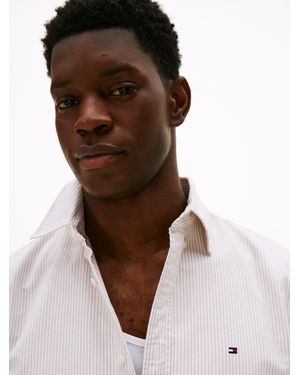 Tommy Hilfiger Regular Fit Stripe Oxford Shirt - Brown