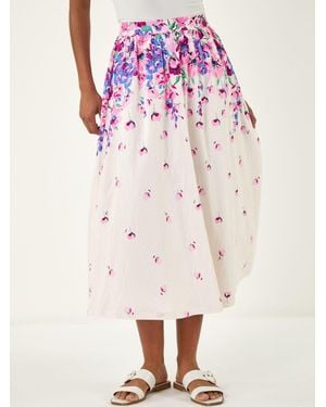 Roman Floral A-Line Skirt - Pink