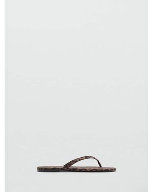 Mango Leopard Print Flip Flops - White