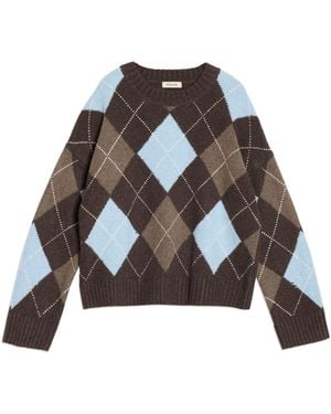 Albaray Chocolate Argyle Sweater - Brown