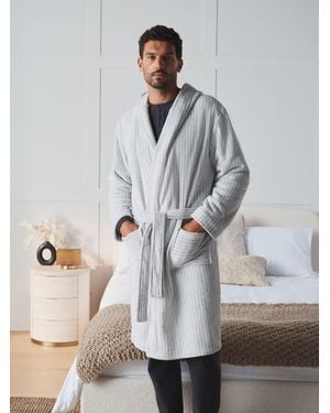 Next Cozy Striped Dressing Gown - Gray