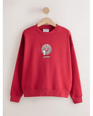 Next Wine Snoopy Licence Christmas Wreath Sweatshirt - Red