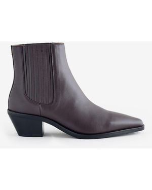 BOSS Niara Leather Ankle Western Cowboy Boots - Purple