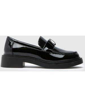 schuh Lidia Patent Bow Loafers - Black