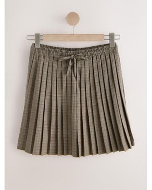 Next Pleated Pull On Mini Skirt - Brown