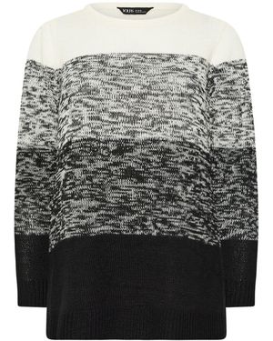 Yours Curve Colourblock Streifen Strickpullover46-48 - Grau