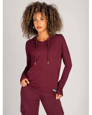 Pineapple Dip Hem Hoodie - Red