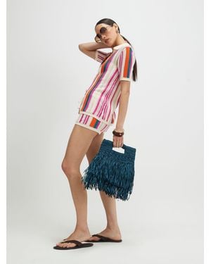 River Island Striped Pull On Knit Shorts - Pink