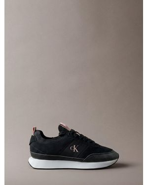 Calvin Klein Suede Signature Logo Runner Sneakers - Brown