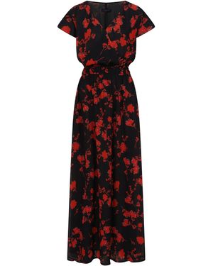 Hot Squash Chiffon Wrap Top Maxi Dress - Red