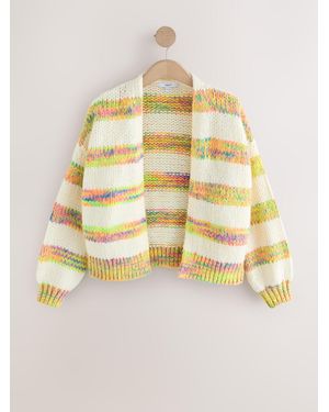 Next Ecru/Fluro Stripe Soft Touch Chunky Knit Cardigan - Metallic