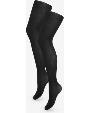 Pretty Polly 2 Pack 120 Denier Opaques 3D Glänzende Strumpfhose - Schwarz