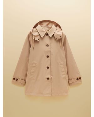 Joules Rainmore Neutral Waterproof Button Through Raincoat - Natural