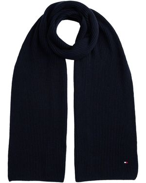 Tommy Hilfiger Flag Embroidery Ribbed Scarf - Blue