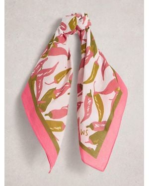 White Stuff Ellie Square Printed Scarf - Pink