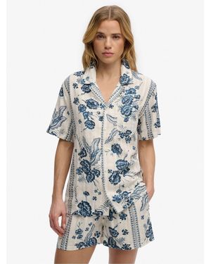 Superdry Beach Printed Short Sleeve Shirt - Weiß