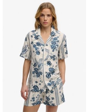 Superdry Beach Printed Short Sleeves Shirt - White