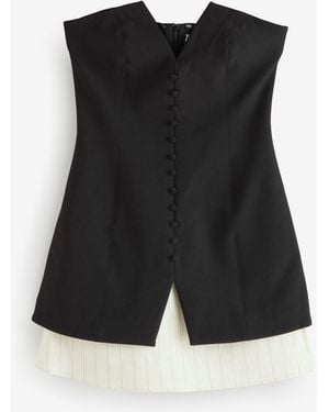 The Kooples Short Bustier Buttoned Front Dress - Black