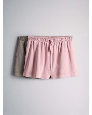 The Set 2 Pack Washed Sweat Shorts - Pink