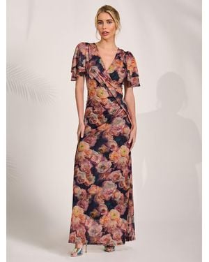 Jolie Moi Angel Sleeve Mesh Maxi Dress - White