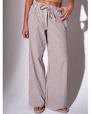 South Beach Stripe Straight Leg Pants - Pink