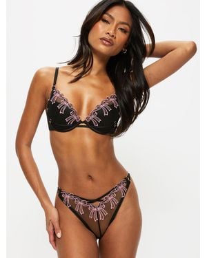 Ann Summers Ann Summers Sweet Embrace Bow Embroidery Brazilian Panties - Brown