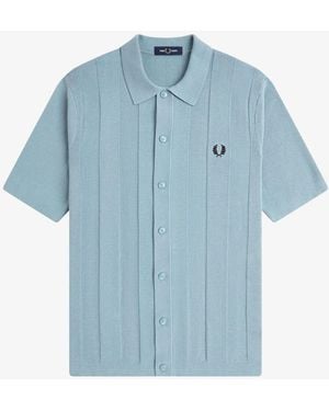 Fred Perry Tonal Vertical Stripe Shirt - Blue
