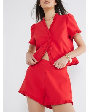 River Island Frill Tailored Shorts42 - Rot