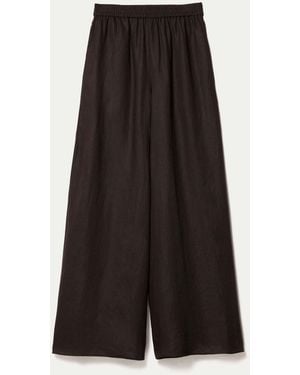 Jigsaw Linen Wide Leg Palazzo Trousers - Black