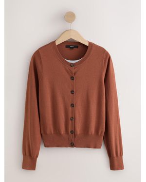 Next Light Soft Touch Cotton Rich Open Layer Cardigan - Brown
