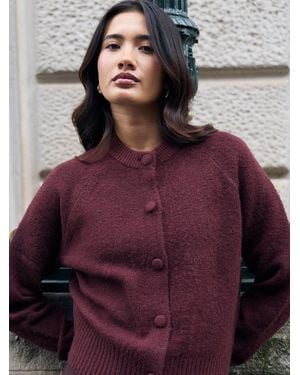 Threadbare Relaxed Fit Knitted Cardigan - Purple