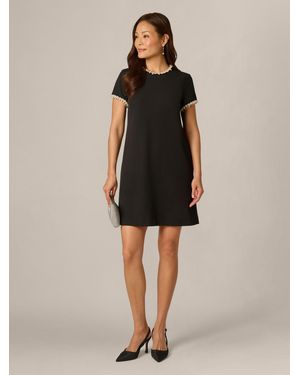 Adrianna Papell Petite Pearl Crepe Short Dress - Natural
