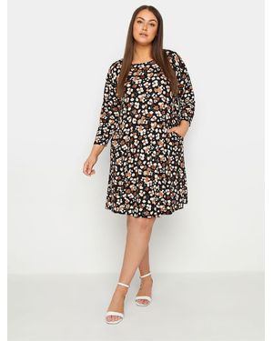 Evans Animal Print Pocket Jersey Kleid - Schwarz