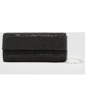Reiss Sadie - Black Crystal Embellished Clutch Bag, One
