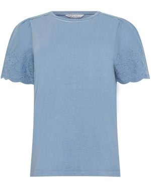 M Com Embroidered Sleeve T-Shirt - Blue