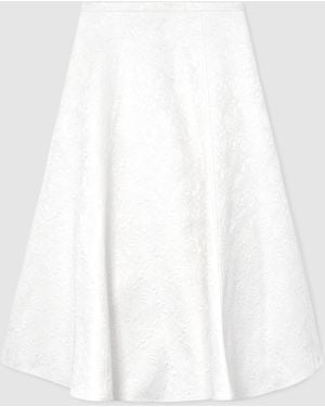 Reiss Cotton-Blend Jacquard Midi Skirt - White