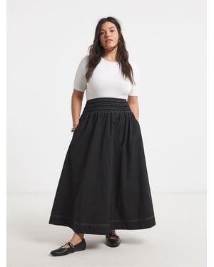 Simply Be Shirred Drop Waist Skirt - White