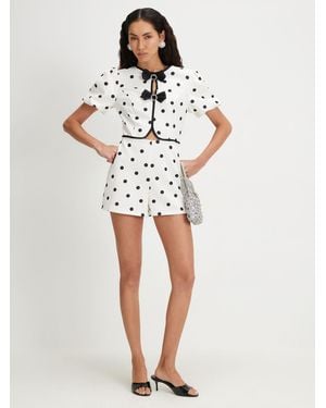 River Island Polka Dot Bow Front Playsuit - White