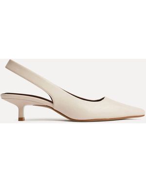 Linzi Reign Sling Back Point Toe Court Heel Shoes - Natural