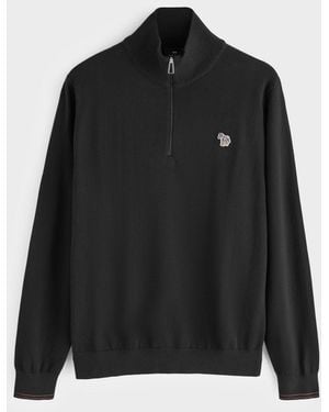 Paul Smith Paul Smith Zebra Logo Zip Neck Sweater - Black