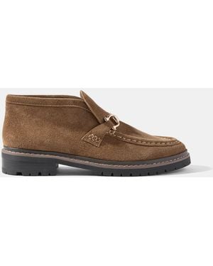 Mint Velvet Effie Suede Loafer Boots - Brown
