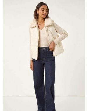 Roman Reversible Fur Zip Gilet - Blue